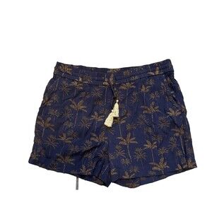 Boden Metallic Palm Tree Shorts Size 4 Elastic Drawstring Tropical 4" Inseam